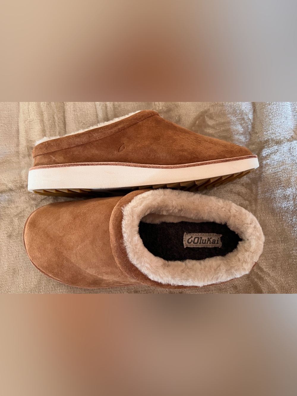 Olukai Brown Mani Slippers women’s size 8